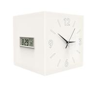 predolo Reloj de Pared de Esquina de Doble Cara con visualización de Mes, Fecha, Semana y Temperatura para Comedor, Blanco Lechoso