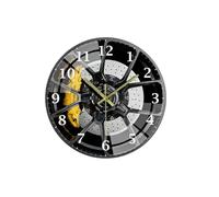 predolo Reloj de Pared Redondo con Movimiento silencioso y diseño de Cubo de Rueda de Coche en 2D, Ideal para decoración del hogar, Dormitorio, Bar y, Amarillo