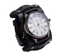 predolo Reloj de Pulsera Vintage Estilo con Correa de Cuero Ajustable de 17 a 25 Cm, Correa Agradable Regalo Ideal para Amantes de, Negro