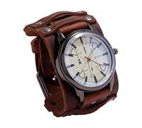 predolo Reloj de Pulsera Vintage Estilo con Correa de Cuero Ajustable de 17 a 25 Cm, Correa Agradable Regalo Ideal para Amantes de, marrón