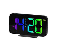 predolo Reloj Despertador Digital con Luz Ambiental Colorida, Reloj de Mesa Electrónico con Pantalla RGB, 3 Niveles de Volumen para Dormitorio, Mesita de Noch, Negro, Individual