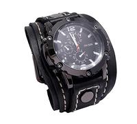 predolo Relojes de Pulsera Vintage para Hombre, Brazaletes de Cuero para Hombre, Pulsera para Novio, Padre, Negro