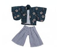 predolo Ropa para Muñeca OB11 Diseño Detallado Indumentaria Japonés para Muñeca OB11 Material Suave Ropa en Miniatura , Shorts Rayas Cian