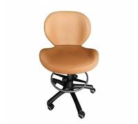 predolo Silla Escritorio Ajustable Costuras Visibles Silla con Ruedas Respaldo Acolchado, Marrón, Estándar