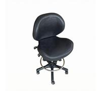 predolo Silla Escritorio Ajustable Costuras Visibles Silla con Ruedas Respaldo Acolchado, Negro, Estándar