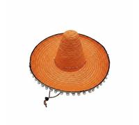 predolo Sombrero Festivo con Borlas Colores Brillantes Sombrero de con Sol Pompones Ligero para Playa, Naranja, L 58-60cm