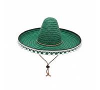 predolo Sombrero Festivo con Borlas Colores Brillantes Sombrero de con Sol Pompones Ligero para Playa, Verde, L 58-60cm