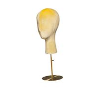 predolo Soporte para Exhibición de Sombreros, Soporte para Exhibición de Cabeza de Maniquí, Base de Metal, Estante para Sombreros Multifuncional, Base Amarilla Y Dorada