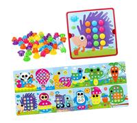 predolo Tablero de Mosaico Perforado, Juguete Educativo para Combinar Colores, 46 Botones Imágenes con Clavijas, Ideal para Niños Pequeños, Estilo F