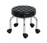 predolo Taburete Rodante Redondo Alta Capacidad de Carga Taburete bajo con Ruedas Banqueta Baja Rodante para Pedicuristas, Niños, Clínica, Negro, EP-fútbol-Nylon