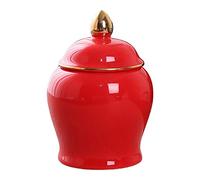 predolo Tarro de Cerámica para Almacenar Alimentos, Mini Tarro de Jengibre con Tapa Hermética para Servir Café Molido, Té, Azúcar, Más, Rojo, Individual