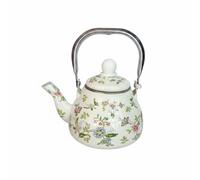 predolo Tetera Esmaltada Resistente Al Temperatura Alta Tetera 1 Litro Vertido Preciso Jarra Esmaltada, Blanco, Blanco Con Patrón Floral Aromático, 1 Litro