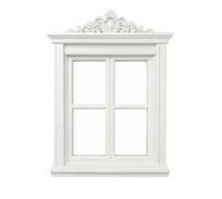 predolo Ventana Medieval Victoriana Tallado Ornamental Ventana Casa Muñecas Rejilla Adorno, Blanco