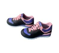 predolo Zapatos de Muñeca en Miniatura, Zapatillas de Deporte para Muñeca, Zapatos para Correr, Punta Cerrada, Tacones Puntiagudos, Material de PVC Cómodo, Ad, Negro Y Rosa