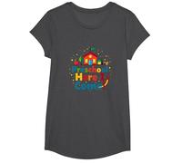 Preescolar ¡Aquí vengo! Aventura Escolar Colorida Camiseta, Niñas, Jaspeado Oscuro, Pequeña
