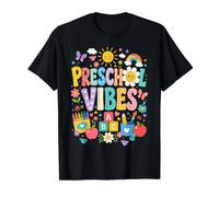 Preescolar Vibes Rainbow Aula Maestro Diversión Escolar Camiseta gráfica económica, Hombre, Negro, L