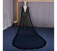 PREETH Boda Black Cape Veil Elegant Wedding Shawl Womens For Dress Lace Bridal Plus Size Soft Wedding Veil