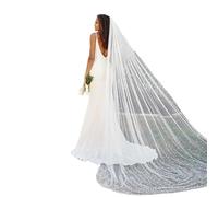 PREETH Boda Velos de Novia Velo de Perlas con Peine Catedral Largo Blanco Marfil Una Capa Tul Boda 1 T for Novias 3 4 5 Metros (Color : Ivory, Size : 500cm)