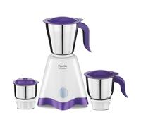 Preethi Crown (MG-205) Mixer Grinder 500W Motor 3 Stainless Steel Jars for Wet & Dry Grinding Chutney & Masala Prep Shock-Proof ABS Body White & Purple Indian Mixer Grinder for Home Kitchen