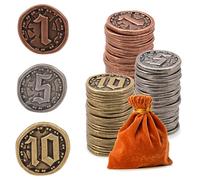 Prefdo 50 piezas de monedas metálicas para juegos de mesa, monedas doradas y plateadas para póker, RPG, juegos de mesa de estrategia, monedas metálicas de fantasía, monedas de juego genéricas pesadas