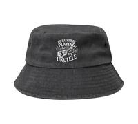 Preferiría Estar Tocando Mi Ukelele Sombrero De Cubo Plegable Gorra De Pescador para Hombres Mujeres, Exteriores Jungla Cámping Protección UV Sombrero De Pescador