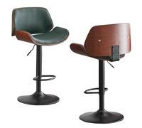 Preferspace Juego de 2 sillas de Bar giratorias de Altura Ajustable con Respaldo y reposapiés de Piel sintética for Cocina y Comedor(Green)