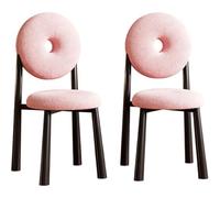 Preferspace Juego de 2 sillas de Comedor cómodas, tapizadas con Cojines Gruesos y Laterales curvos, confeccionadas con Tela de Lana de Cordero para Sala de Estar.