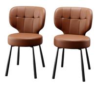 Preferspace Juego de 2 sillas de Comedor de Cocina con Cojines Gruesos y Respaldo ergonómico de Cuero sintético para Comedor y Oficina, Base de Metal Resistente.