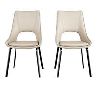 Preferspace Juego de 2 sillas de Comedor tapizadas con cojín de Piel sintética y Patas de Metal Resistentes. Sillas de Cocina para Mesa de Comedor y Sala de Estar. Sillas para el hogar.