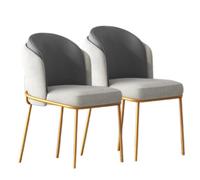 Preferspace Juego de 2 sillas de Comedor tapizadas para Mesa de Comedor y Sala de Estar con Cojines Gruesos y diseño ergonómico, Tela de algodón y Lino y Metal.