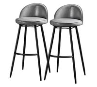 Preferspace Juego de 2 sillas de Isla para Barra con Respaldo y Patas metálicas, taburetes para Isla de Cocina con Asiento de Piel sintética y Almohadillas Antideslizantes.