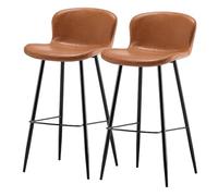 Preferspace Juego de 2 sillas Tipo Isla, con diseño ergonómico y Base metálica, taburetes de Altura de mostrador for Comedor y Sala de Estar, con Protectores for los pies.(Brown,75cm/29.5in)