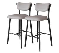 Preferspace Juego de 2 taburetes Altos de Bar con Patas y Respaldo de Metal for mostrador de Cocina y Restaurante(Light Gray,75cm/29.5in)