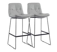 Preferspace Juego de 2 taburetes Altos de Bar con Respaldo, cojín de Piel sintética, Base metálica y Patas Antideslizantes, Ideales para la Isla de la Cocina o el salón.