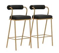 Preferspace Juego de 2 taburetes Altos de Bar con Respaldo tapizado en Terciopelo, Base metálica y Espuma elástica, Ideales for Cocina y Comedor.(Black,75cm/29.5in)