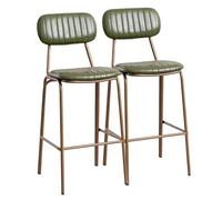 Preferspace Juego de 2 taburetes Altos de mostrador, taburetes de Bar con Respaldo, tapizados en Piel sintética, con Base metálica Resistente, Ideales para la Oficina en casa.