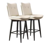 Preferspace Juego de 2 taburetes de Bar Altos, Tipo Isla, con Respaldo, cojín de Piel sintética y Patas metálicas, Ideales para el Bar de casa.