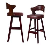 Preferspace Juego de 2 taburetes de Bar con Respaldo y Cuero PU, taburetes Tipo Isla for Cocina, salón y Restaurante, Patas de Madera(Blue,65cm/25.6in)