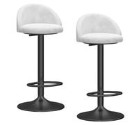 Preferspace Juego de 2 taburetes de Bar de Terciopelo, sillas de mostrador con Respaldo bajo y Mecanismo Giratorio for Zona de Bar de Isla de Cocina y decoración del hogar(White)
