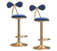 Preferspace Juego de 2 taburetes de Bar giratorios Ajustables for Altura de mostrador con Respaldo ergonómico y Asiento de Terciopelo for Isla de Cocina y Bar(Blue)