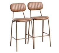 Preferspace Juego de 2 taburetes de Bar tapizados con Respaldo, Altura de mostrador, Ideales para Isla de Cocina. Patas de Metal. Almohadillas Antideslizantes de Piel sintética.