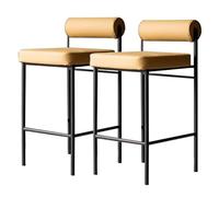 Preferspace Juego de 2 taburetes de Barra con Respaldo y reposapiés, Patas metálicas, Altura Ideal for Isla de Cocina, Soporte ergonómico for Comedor(Yellow,65cm/25.6in)