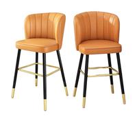 Preferspace Juego de 2 taburetes de Isla tapizados con Respaldo, Altura de Bar, Patas de Metal, Almohadillas Antideslizantes de Piel sintética.