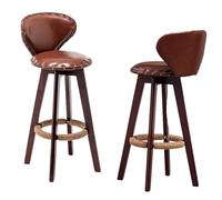 Preferspace Juego de 2 taburetes de mostrador, taburetes Altos de Barra con Respaldo y tapicería de Piel sintética, construcción de Madera Maciza, Almohadillas Antideslizantes(Black,70cm/27.6in)