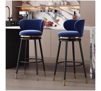 Preferspace Juego de 2 taburetes giratorios de 360° for Barra, con Asiento de Terciopelo, Respaldo ergonómico y reposapiés. Ideales for Islas de Cocina, cafeterías y Bares.(Blue,65cm/25.6in)