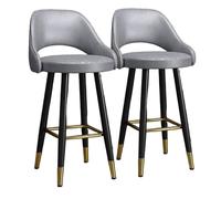 Preferspace Juego de 2 taburetes tapizados para Barra de Cocina con Respaldo, Patas metálicas y Almohadillas Antideslizantes de Piel sintética.