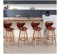 Preferspace Juego de 4 taburetes de Bar, taburetes de Bar con Altura de mostrador con Respaldo tapizado de Piel sintética, Patas de Madera Maciza con Almohadillas Antideslizantes(60cm/23.6in)