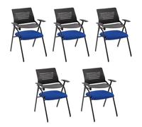 Preferspace Juego de 5 sillas Escolares con Bloc de Escritura y Escritorio abatible Adjunto for Aprendizaje en el Aula y Asiento for Invitados en la Oficina con diseño Plegable(Blue)