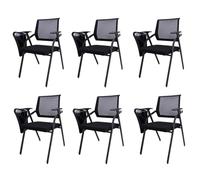 Preferspace Juego de 6 sillas Plegables con Respaldo y Superficie de Escritorio integrada, Ranura Antideslizante for Sala de conferencias, Oficina, reuniones y Uso Escolar(Black)