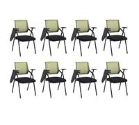 Preferspace Juego de 8 sillas de recepción con Tablero de Escritura abatible, diseño Plegable, Estructura de Marco de Metal Que Ahorra Espacio for Aplicaciones de múltiples escenas(Green)